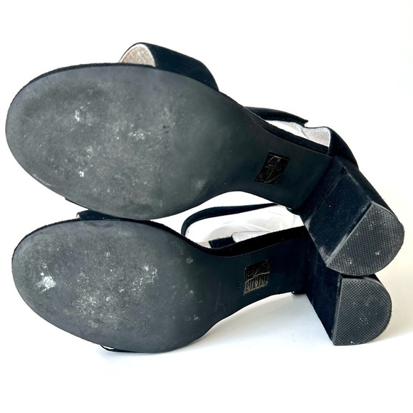 Jeffrey Campbell Lindsay Block Heel Ankle Strap Heeled Sandals Pumps Size 10 - Picture 11 of 12